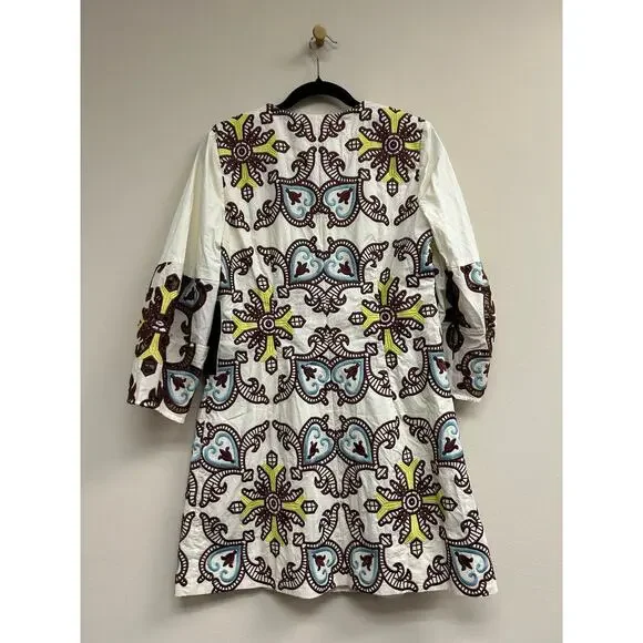 TUCKERNUCK Citron and Slate Blue Embroidered Long Sleeve Rhoda Tunic Dress 14NWT - Picture 5 of 6